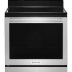 נירוסטה עם גימור מגן הדפסה KitchenAid טווח הסעה חשמלי 30 אינץ' 5 אלמנטים מכשירים 4PF80N166