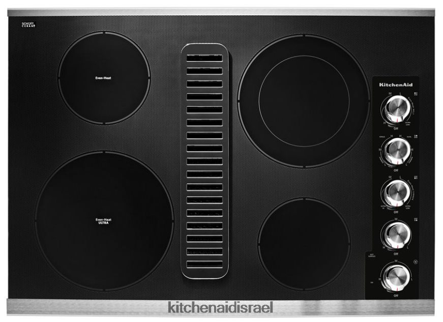 d7a4d79cd793d7aa_d790d79c_d797d79cd793_kitchenaid_d79bd799d7a8d799d799d79d_30_d790d799d7a0d7a5_d797d7a9d79ed79cd799d795d7aa_d7.jpg פלדת אל - חלד KitchenAid כיריים 30 אינץ' חשמליות עם 4 אלמנטים מכשירים 4PF80N153 - Image 1