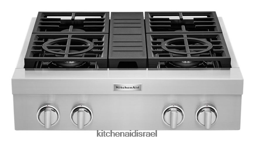 פלדת אל - חלד KitchenAid משטח גז 30 אינץ' 4 מבערים בסגנון מסחרי מכשירים 4PF80N149 - Image 2