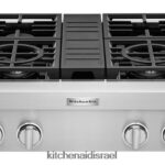 פלדת אל - חלד KitchenAid משטח גז 30 אינץ' 4 מבערים בסגנון מסחרי מכשירים 4PF80N149