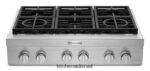 פלדת אל - חלד KitchenAid משטח גז 36 אינץ' 6 מבערים בסגנון מסחרי מכשירים 4PF80N162