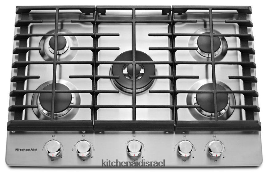 פלדת אל - חלד KitchenAid כיריים גז 30 אינץ' 5 מבערים מכשירים 4PF80N157