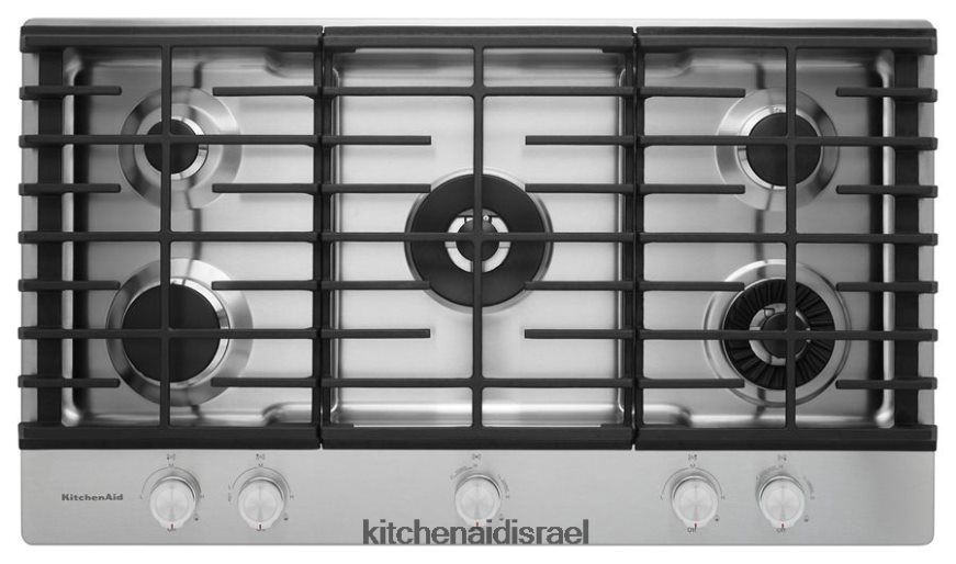 פלדת אל - חלד KitchenAid כיריים גז 36 אינץ' 5 מבערים עם פסים מכשירים 4PF80N159