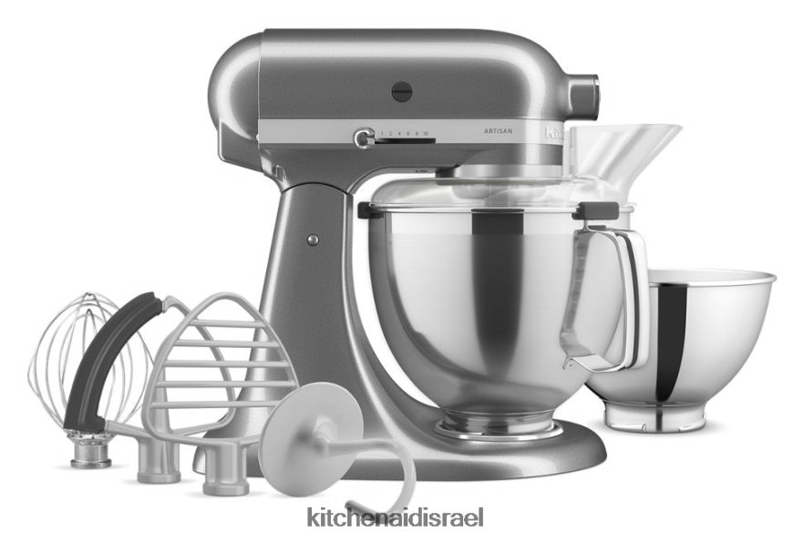 מדליון כסף KitchenAid מיקסר סטנד עם ראש הטיה מסדרת artisan 5 ליטר עם חבילת אביזרים מובחרים מכשירים 4PF80N9