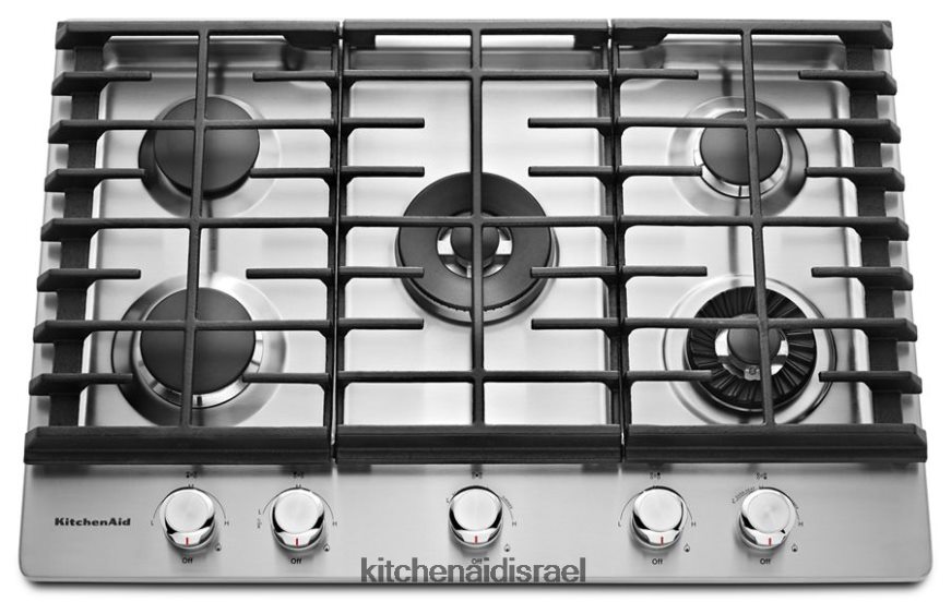 פלדת אל - חלד KitchenAid כיריים גז 30 אינץ 5 מבערים עם מחבת פסים מכשירים 4PF80N155