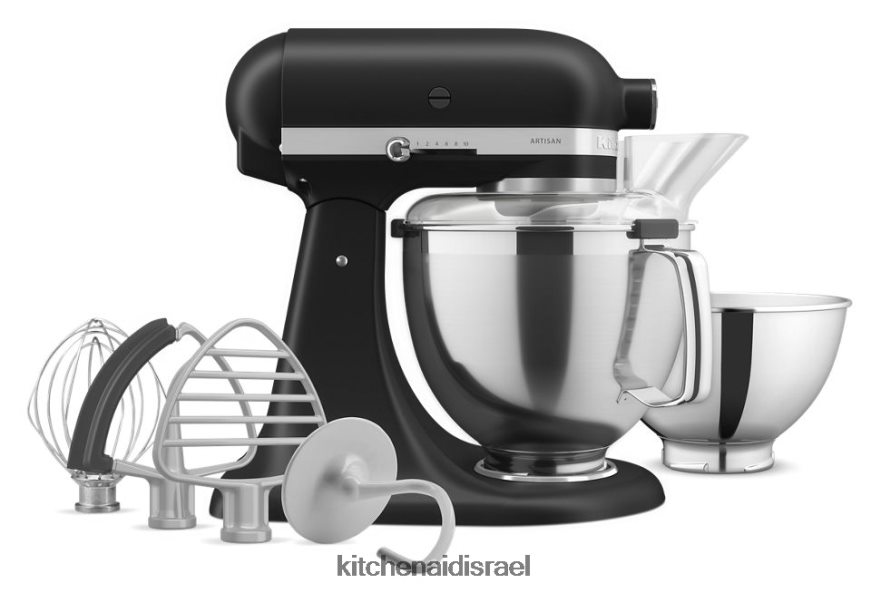 שחור מט KitchenAid מיקסר סטנד עם ראש הטיה מסדרת artisan 5 ליטר עם חבילת אביזרים מובחרים מכשירים 4PF80N2